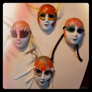Set of 4 small porcelain masks